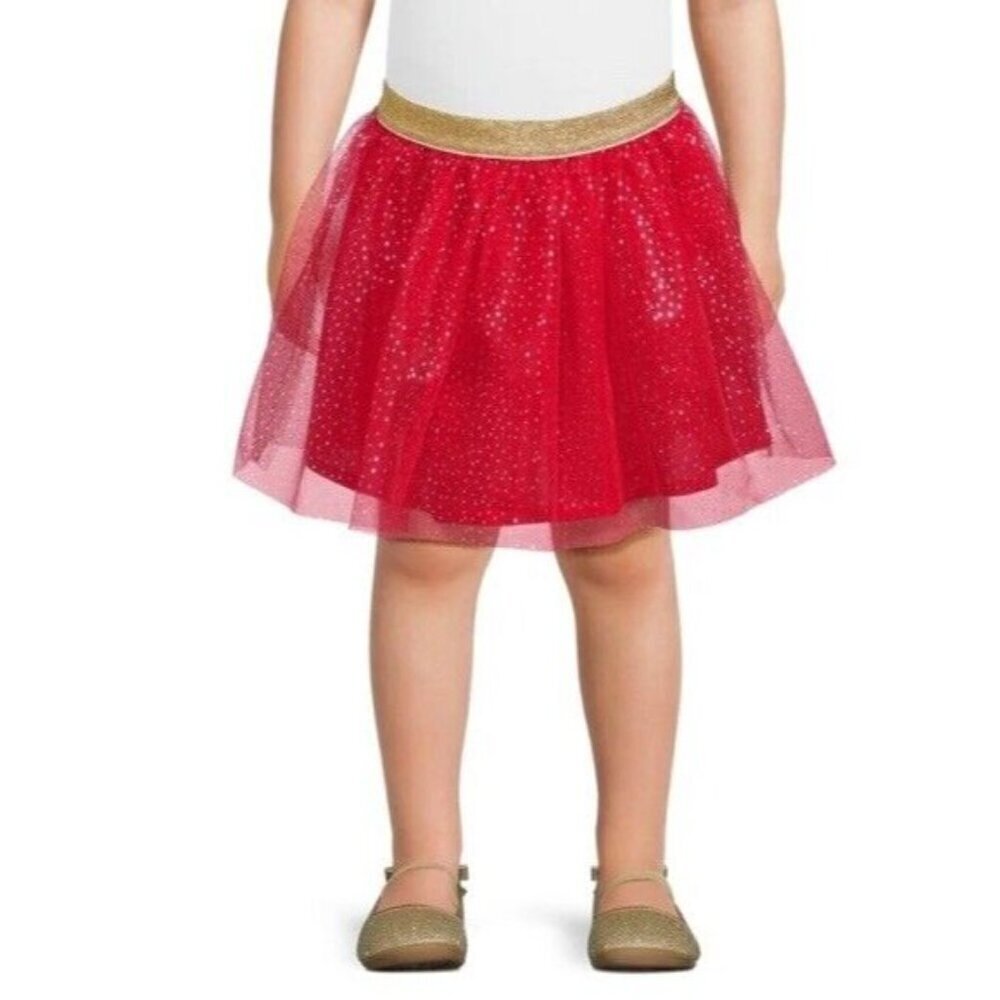 Tj Maxx Toddler Girls Girl’s Christmas Holiday Tutu Skirt Red Gold Sz 4